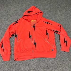 Aviator Nation Lightning Bolt Zip Hoodie Red XL